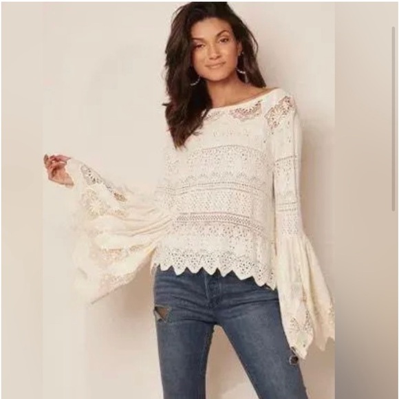 Free People Once Upon A Time Lace Top - Picture 1 of 8